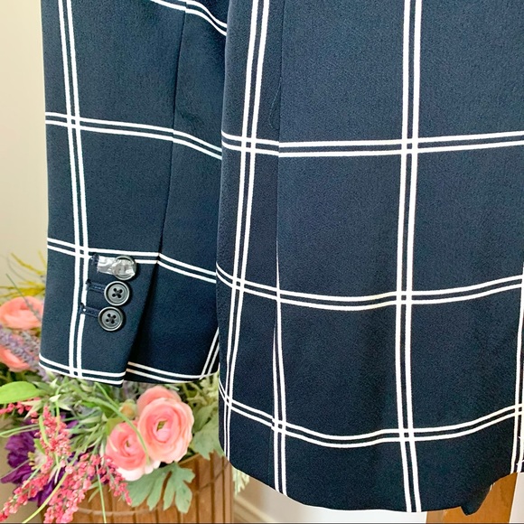NEW J Crew 365 Navy White Windowpane Check Double Breasted Blazer Jacket 00 NWT - Picture 14 of 16